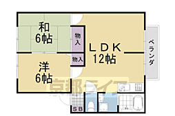 阪急京都本線 桂駅 徒歩10分の賃貸アパート 2階2LDKの間取り