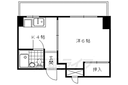 阪急京都本線 大宮駅 徒歩9分の賃貸マンション 4階1DKの間取り