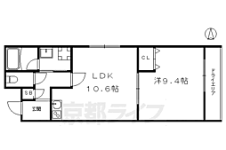 クレアーレ五条大宮 1階1LDKの間取り