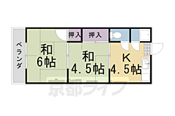 阪急京都本線 洛西口駅 徒歩1分の賃貸アパート 3階2DKの間取り