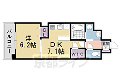 アスヴェル京都烏丸五条 5階1DKの間取り