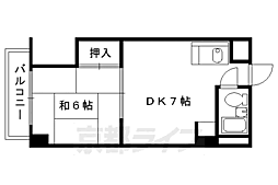 阪急京都本線 西京極駅 徒歩1分の賃貸マンション 5階1DKの間取り