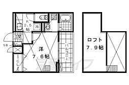京阪本線 藤森駅 徒歩8分の賃貸アパート 3階1Kの間取り