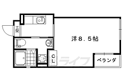 JR山陰本線 円町駅 徒歩4分の賃貸マンション 3階1Kの間取り