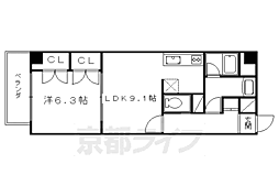 阪急京都本線 京都河原町駅 徒歩11分の賃貸マンション 2階1LDKの間取り
