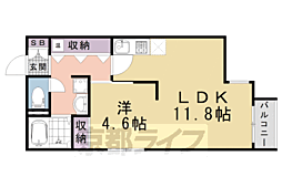 珠光ビル御幸町 2階1LDKの間取り