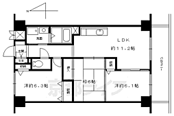 グランディール堀川 2階3LDKの間取り