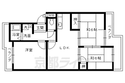 JR山陰本線 花園駅 徒歩13分の賃貸マンション 2階3LDKの間取り