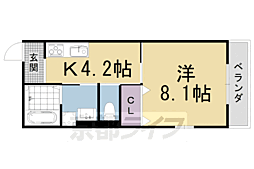 JR山陰本線 嵯峨嵐山駅 徒歩5分の賃貸アパート 2階1Kの間取り