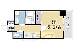 京都地下鉄東西線 太秦天神川駅 徒歩12分の賃貸マンション 9階1Kの間取り
