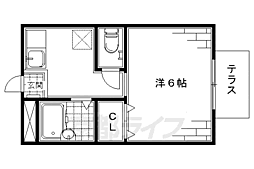 京阪本線 伏見稲荷駅 徒歩6分の賃貸アパート 1階1Kの間取り