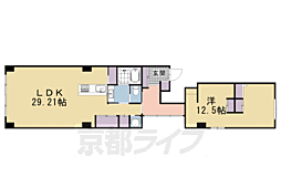 京都地下鉄東西線 京都市役所前駅 徒歩6分の賃貸マンション 1階1LDKの間取り