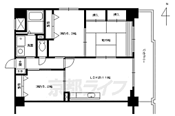 京都市営烏丸線 丸太町駅 徒歩5分の賃貸マンション 3階3LDKの間取り