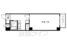 阪急京都本線 西京極駅 徒歩1分の賃貸マンション 2階1Kの間取り