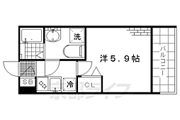 京阪本線 藤森駅 徒歩8分の賃貸アパート 1階1Kの間取り