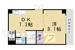京都地下鉄東西線 太秦天神川駅 徒歩2分の賃貸マンション 6階1DKの間取り