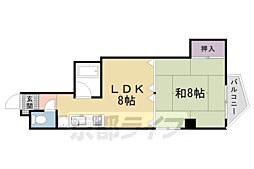 京都地下鉄東西線 太秦天神川駅 徒歩20分の賃貸マンション 4階1LDKの間取り