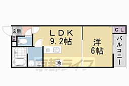 プラムコート椥辻 1LDKの間取図画像