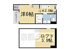 ハーモニーテラスmilet2 1Kの間取図画像