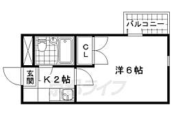 レオパレスRX山科 1Kの間取図画像