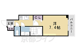 CRYSTALGLANZ京都西大路 1Kの間取図画像