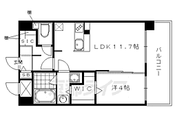 グランデュア京東一条 1LDKの間取図画像