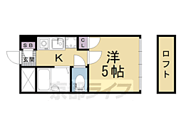 グランタック河原町五条 1Kの間取図画像