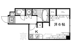 プリオーレ衣笠 1Kの間取図画像