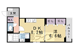京都市北区大宮東小野堀町アパート 1LDKの間取図画像