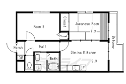 アクティブ水垣 2LDKの間取図画像