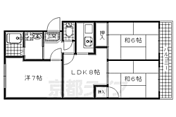 第二西川マンション 3DKの間取図画像