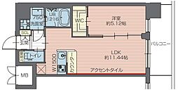 プレジオ川口ASIAN 3階1LDKの間取り