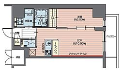 プレジオ西新井 15階1LDKの間取り