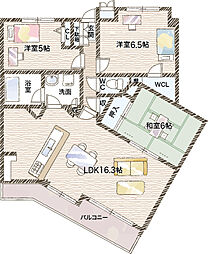 サンクタス豊中上野坂 3LDKの間取図画像