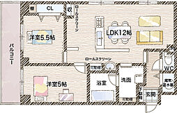 ネオハイツ南堀江 2LDKの間取図画像