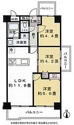 コスモ大宮日進 3LDKの間取り