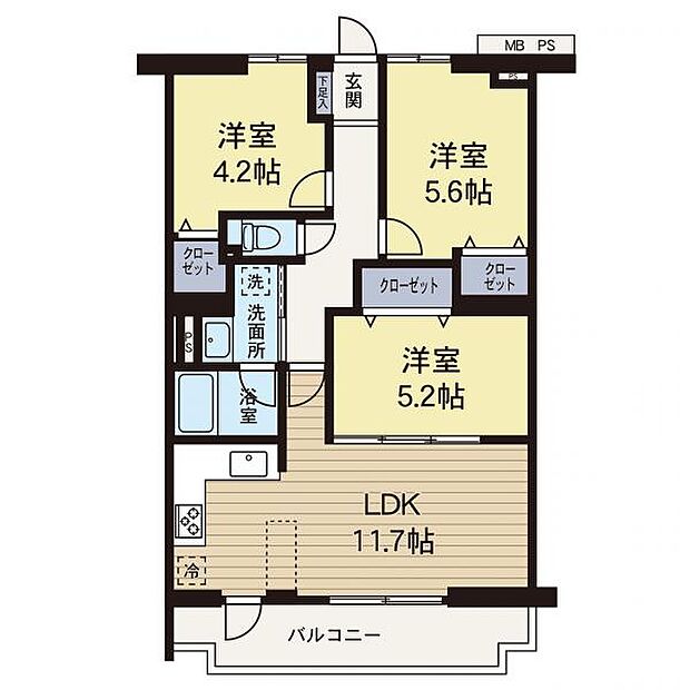 クリオ藤沢伍番館(3LDK) 2階の間取り