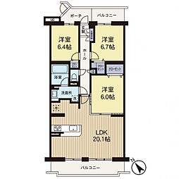 コスモ茅ヶ崎プレシオ 3LDKの間取図画像