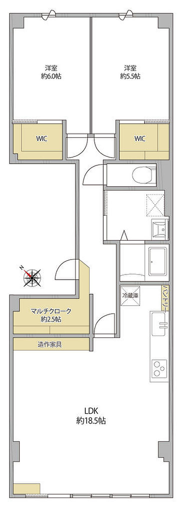 日生住宅目黒マンション(2LDK) 2階の間取り