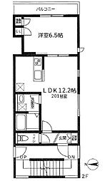 マンション大山 2階1LDKの間取り