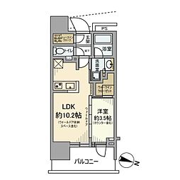 プラウド板橋区役所前 2階1LDKの間取り