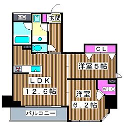 クレストコート志村坂上 2LDKの間取図画像