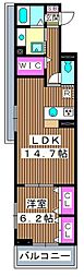 アンジュール大谷口 1LDKの間取図画像