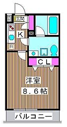 プレール・ドゥーク志村三丁目 1Kの間取図画像
