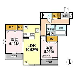 アマポーラアネックス 2LDKの間取図画像