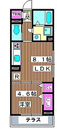 カーサエルモーサ 1LDKの間取図画像