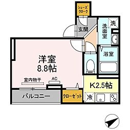 エルデ城北 1Kの間取図画像