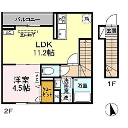 セレスティア平和台 1LDKの間取図画像