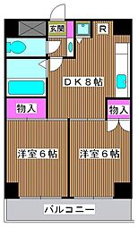 パークサイドヴィラ 2DKの間取図画像
