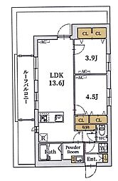 クリスタルコート大山金井町 2LDKの間取図画像